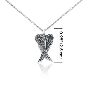 Small Silver Angel Wings Pendant and Chain Set TSE760 - Jewelry